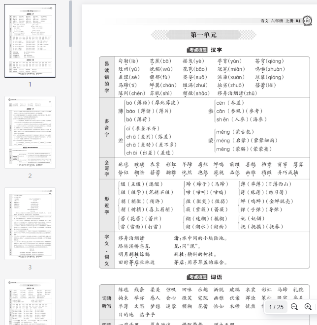 语文六年级上册第一单元  考点梳理 汉字 第1张 语文六年级上册第一单元  考点梳理 汉字 第1张