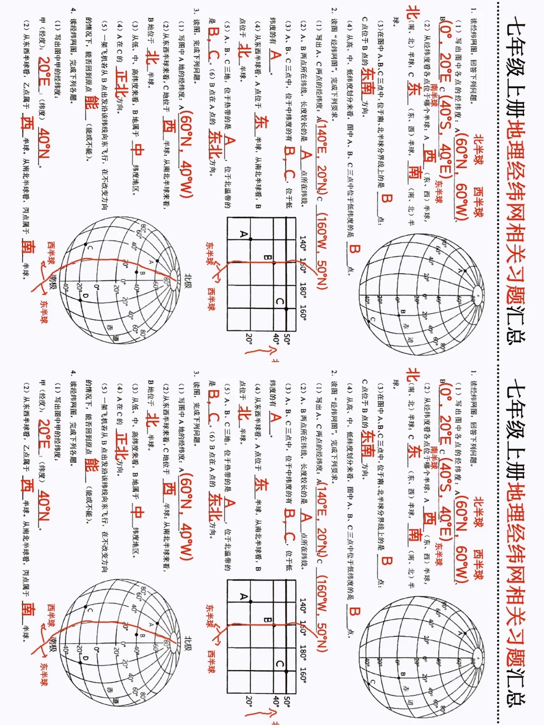 七上地理重难点经纬度标注平视图  第1张 七上地理重难点经纬度标注平视图  第1张